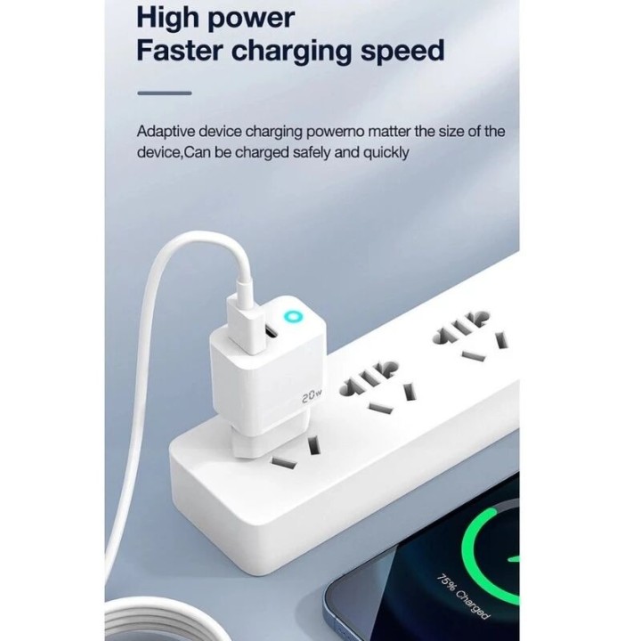Adaptateur secteur double ports USB et USB-C/Type C (20W) JELLICO EU11 blanc