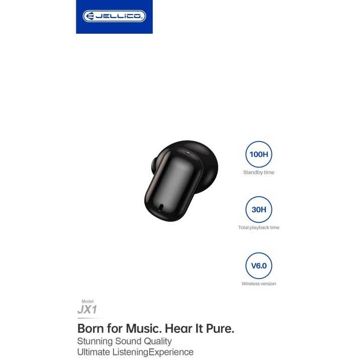 Ecouteurs sans fil bluetooth intra-auriculaire JELLICO JX1 noir