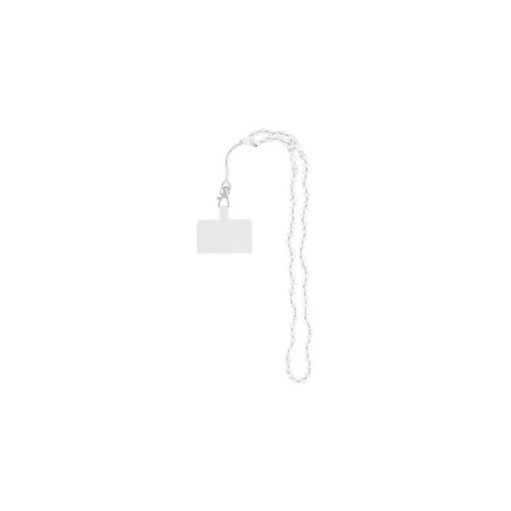 Cordon universel avec perles 74 cm (boucle poignet 37 cm) blanc