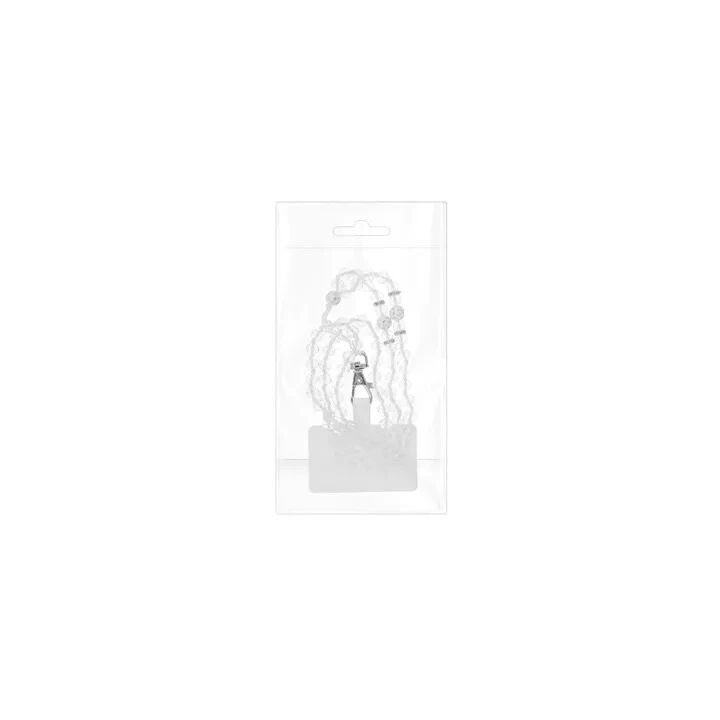 Cordon universel avec perles 74 cm (boucle poignet 37 cm) blanc