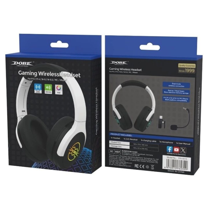Casque bluetooth audio gaming avec microphone DOBE TP5-5515 blanc