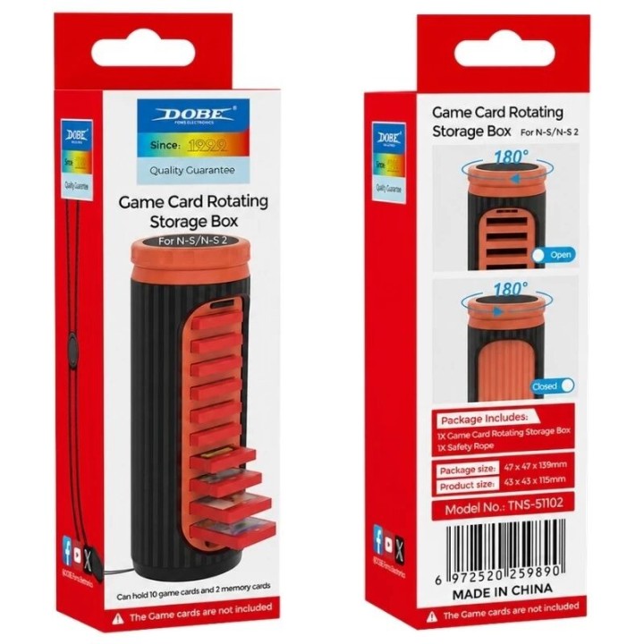 Boîtier de Rangement Rotatif pour Cartouches Nintendo Switch / Switch 2 DOBE TNS-51102 noir