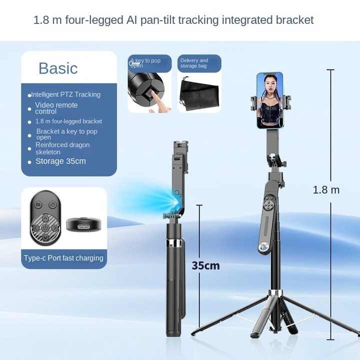 Perche à Selfie Intelligente UNIEAN Q515TK – 1,8 m, Rotation 360