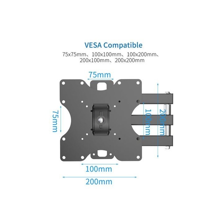 Support mural EDENWOOD TV de 48 à 81 cm D1 déporté noir