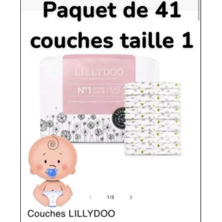 Couches LILLYDOO Bébé – Pack (Taille 1 : 41 couches / Taille 2 : 37 couches)