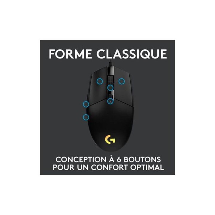 Souris gaming LOGITECH G203 filaire