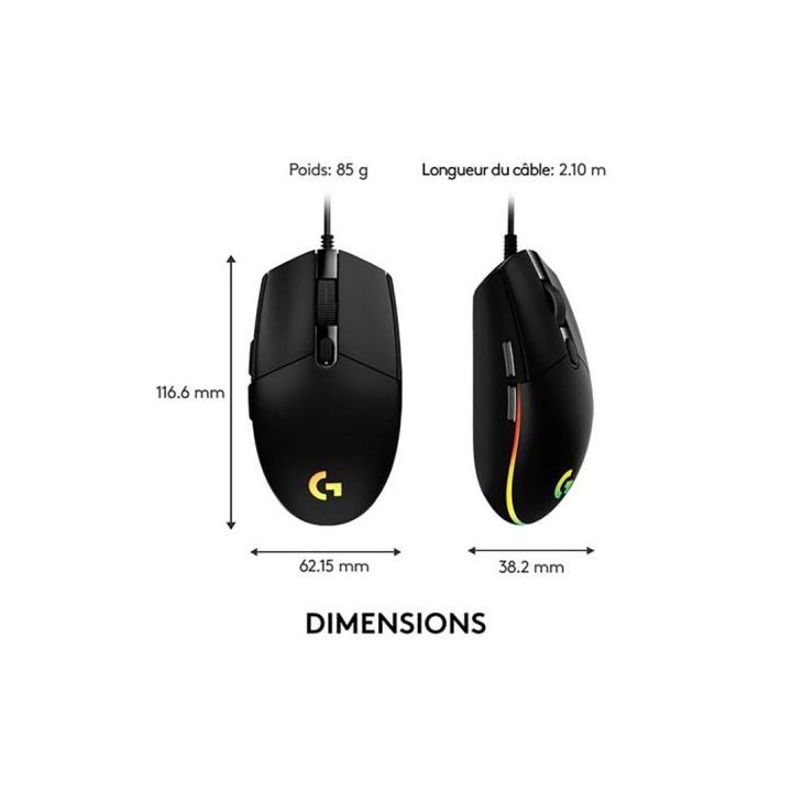 Souris gaming LOGITECH G203 filaire
