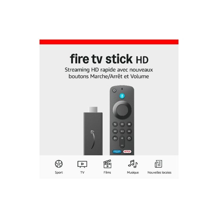 Passerelle Multimédia FIRE STICK TV AMAZON HD 2024 avec télécommande