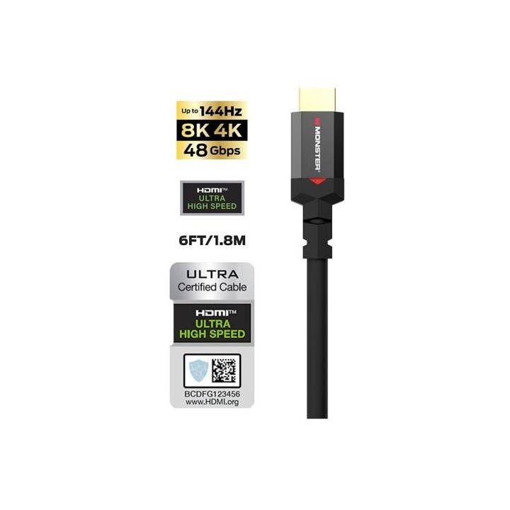 Câble MONSTER HDMI 8K HDR   4K 120Hz 48GBPS 1,8M