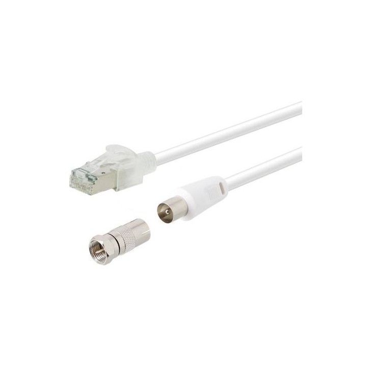 Câble SEDEA RJ45/ TV 9,5 2M Blanc + adaptateur