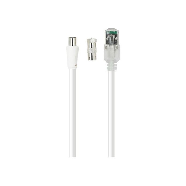 Câble SEDEA RJ45/ TV 9,5 2M Blanc + adaptateur
