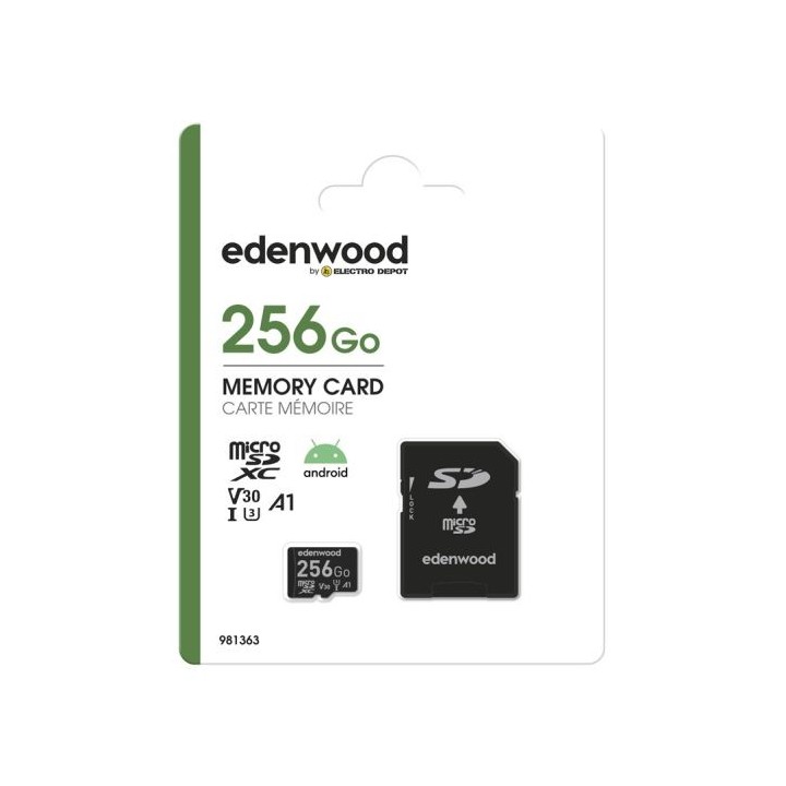 Carte Micro SD EDENWOOD 256Go + adaptateur