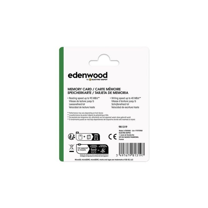 Carte Micro SD EDENWOOD 32Go + adaptateur