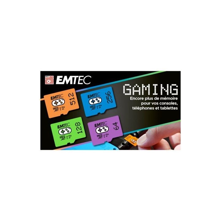 Carte Micro SD EMTEC 256Go GAMING + boîtier