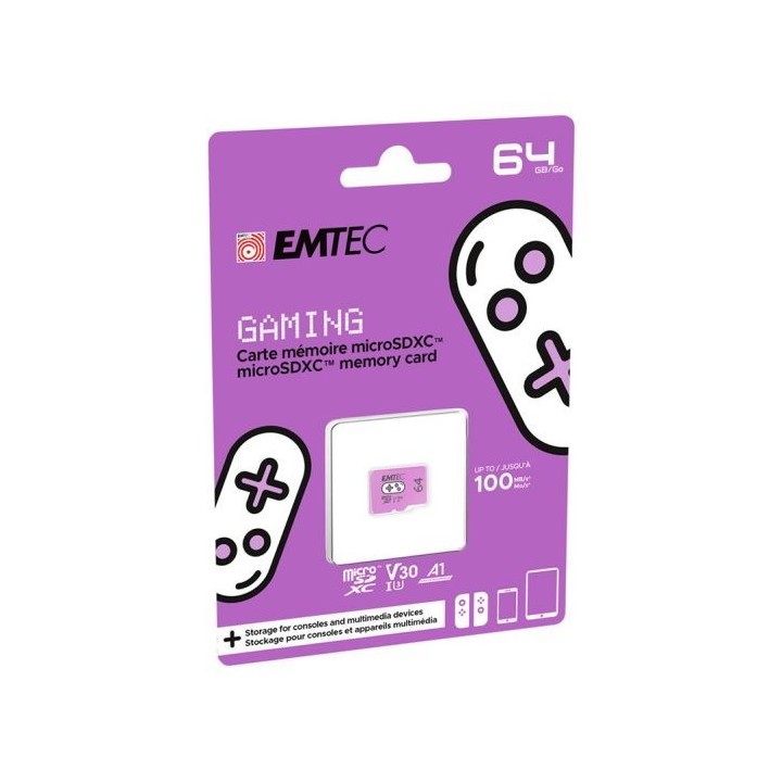 Carte Micro SD EMTEC 64Go GAMING + boîtier