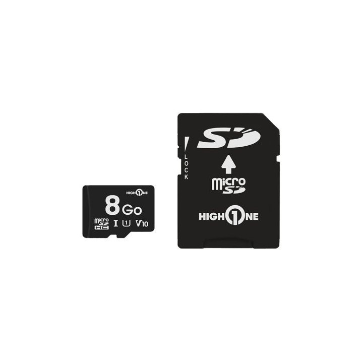 Carte Micro SD HIGH ONE 8 Go + adaptateur