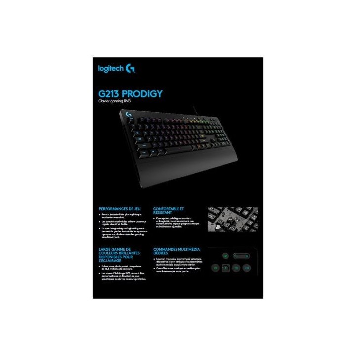 Clavier gamer LOGITECH G213 PRODIGY mécanique