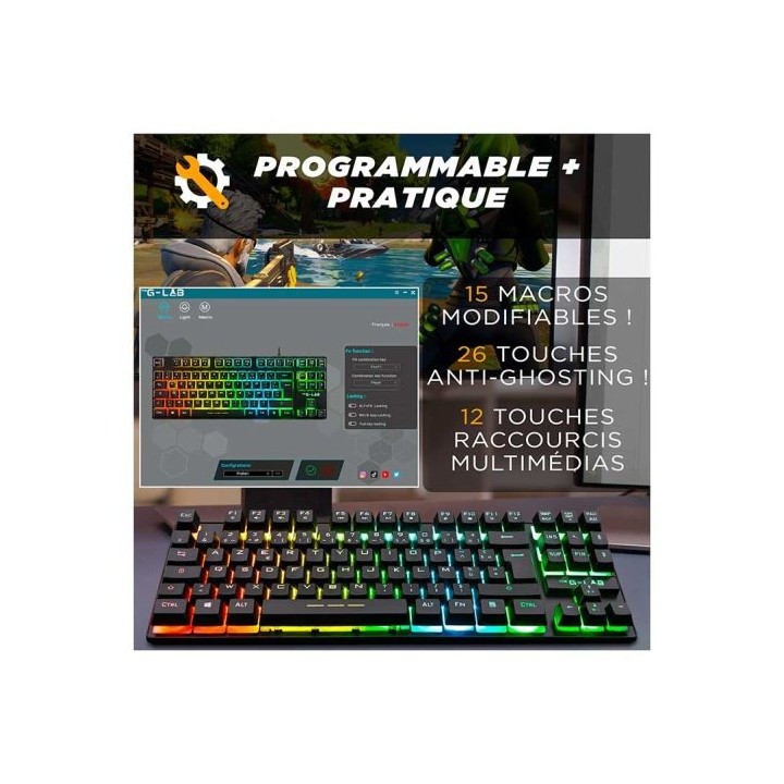 Clavier gamer THE G LAB TKL Caesium noir