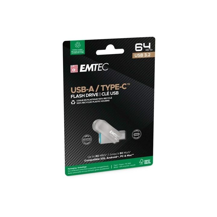 Clé USB OTG 3.2 EMTEC 64Go D280