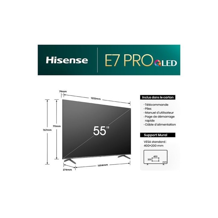 TV QLED 55'' HISENSE 55E7NQ PRO 144Hz