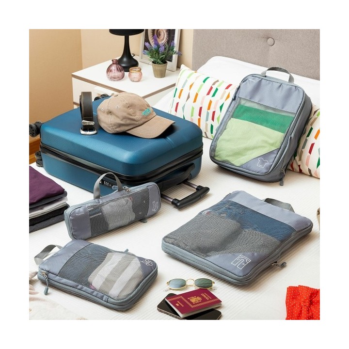 Sacs de Rangement à Compression pour Valises Compakube InnovaGoods 4 Pièces