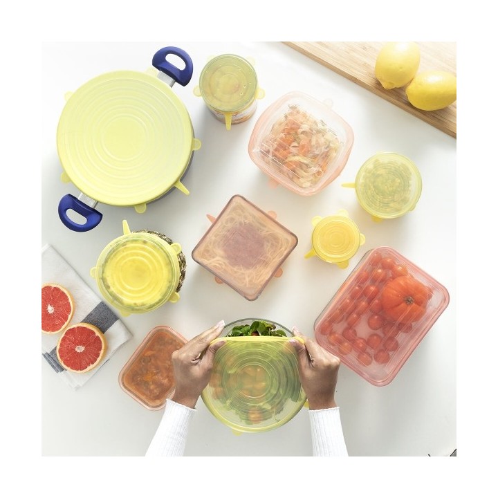 Jeu de 10 Couvercles de Cuisine Réutilisables et Réglables Lilyd InnovaGoods