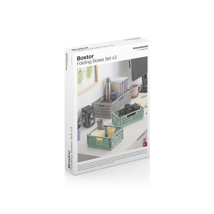 Ensemble de 3 Boîtes de Rangement Pliantes et Empilables Boxtor InnovaGoods