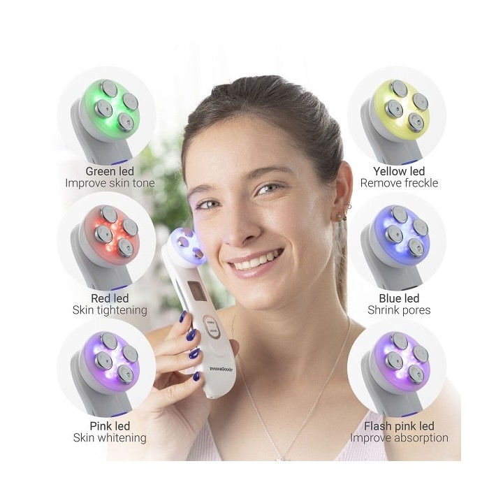 Masseur Facial avec Radiofréquence, Photothérapie et Électrostimulation Wace InnovaGoods