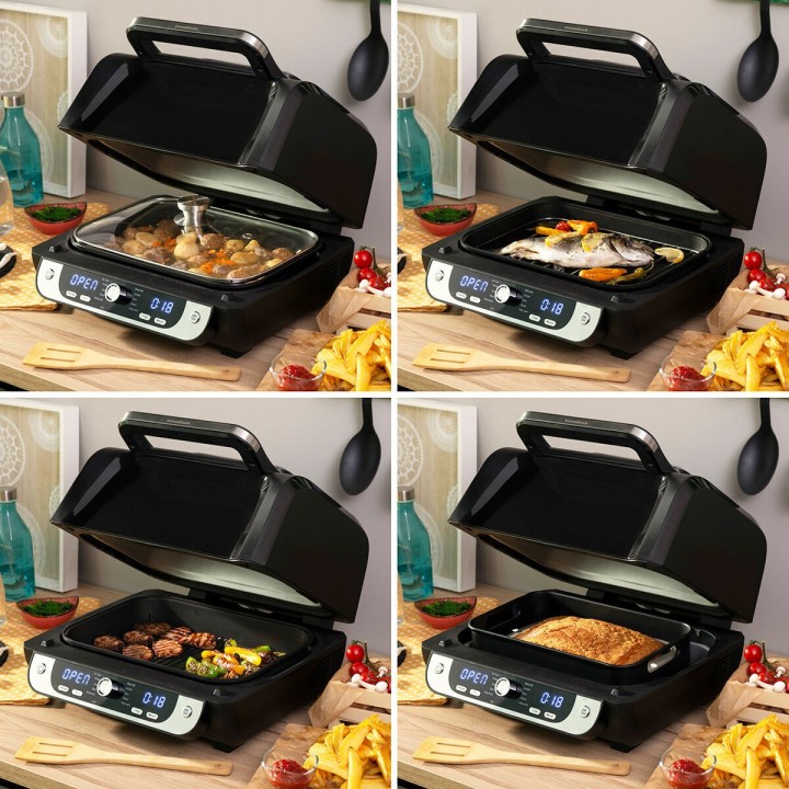 Friteuse à Air avec Gril, Accessoires et Livre de Recettes InnovaGoods Fryinn 12 in 1 6000 Noir Acier 3400 W 6 L