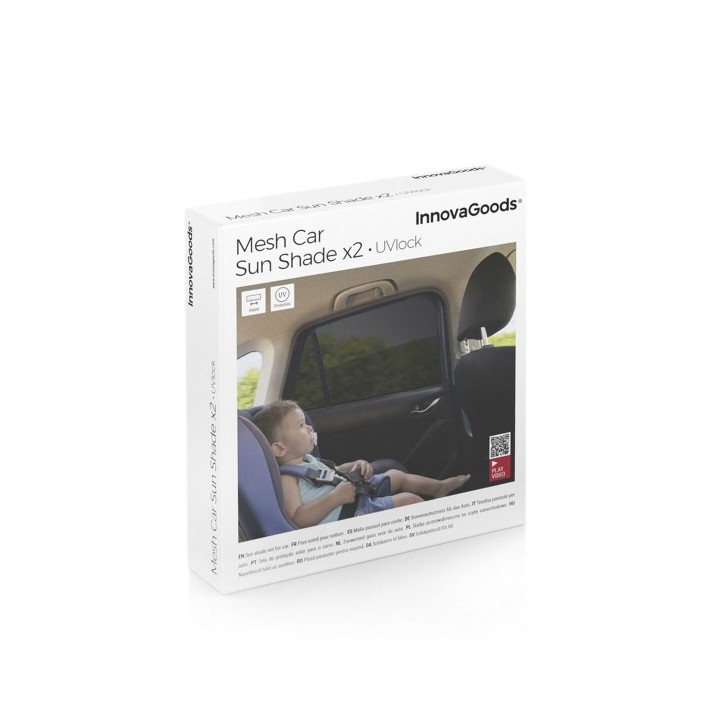 Parasol de Voiture en Maille UVlock InnovaGoods Pack de 2 unités