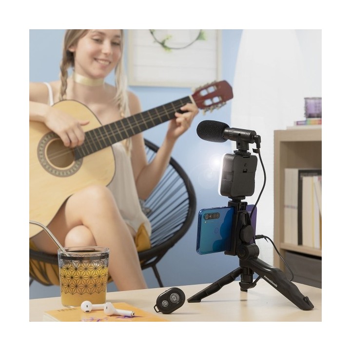 Kit Vlogging avec Lumière, Micro y Télécommande Plodni InnovaGoods 6 Pièces