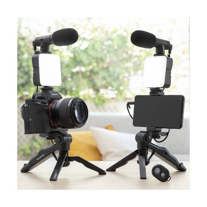 Kit Vlogging avec Lumière, Micro y Télécommande Plodni InnovaGoods 6 Pièces