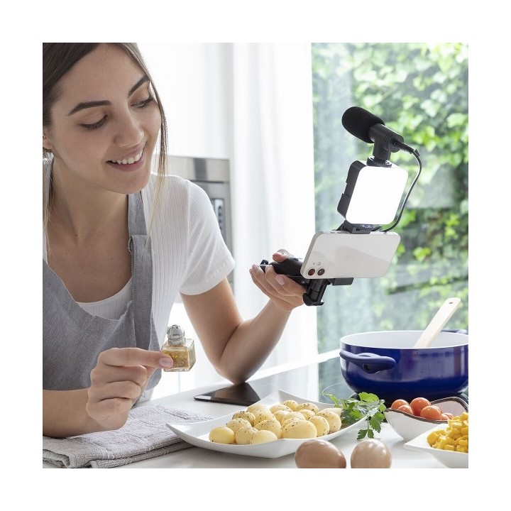 Kit Vlogging avec Lumière, Micro y Télécommande Plodni InnovaGoods 6 Pièces