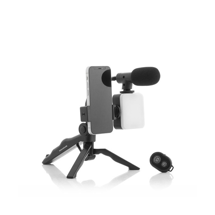 Kit Vlogging avec Lumière, Micro y Télécommande Plodni InnovaGoods 6 Pièces