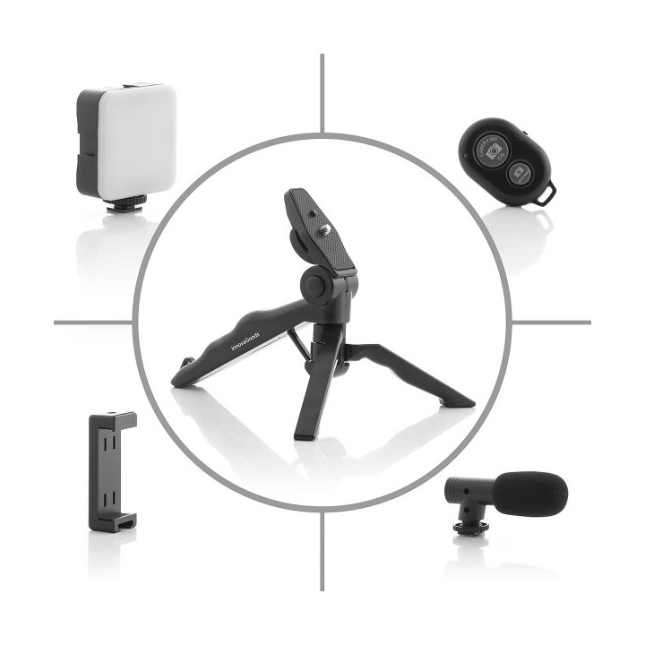 Kit Vlogging avec Lumière, Micro y Télécommande Plodni InnovaGoods 6 Pièces