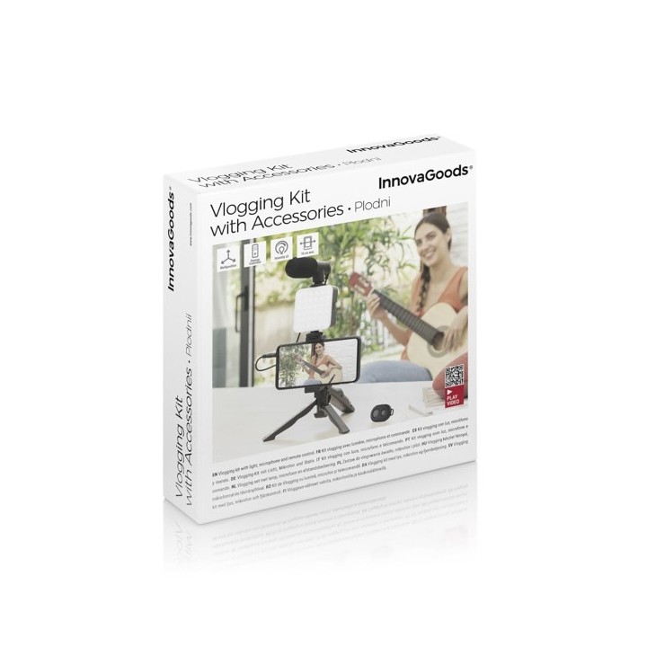 Kit Vlogging avec Lumière, Micro y Télécommande Plodni InnovaGoods 6 Pièces