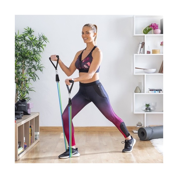 Set de Bandes de Résistance avec Accessoires et Guide d´Entraînement Tribainer InnovaGoods 3 Unités