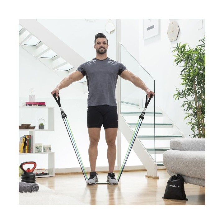 Set de Bandes de Résistance avec Accessoires et Guide d´Entraînement Tribainer InnovaGoods 3 Unités