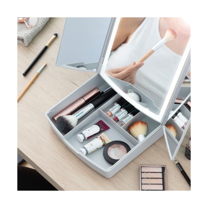 Miroir LED Pliable avec Organisateur de Maquillage 3 en 1 Panomir InnovaGoods