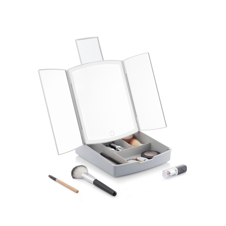 Miroir LED Pliable avec Organisateur de Maquillage 3 en 1 Panomir InnovaGoods