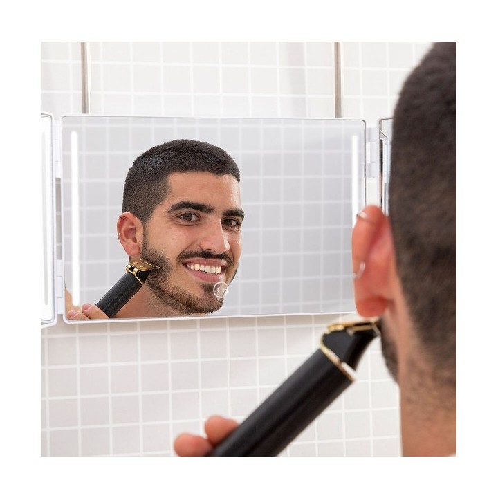 InnovaGoods Miroir de maquillage éclairé Miroir de salle de bain avec design pliant et vue