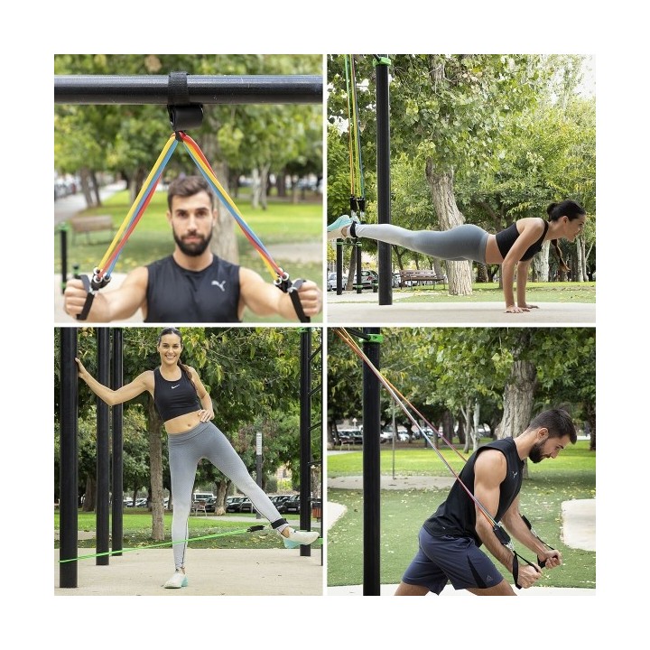 Set de Bandes de Résistance avec Accessoires et Guide d´Entraînement Rebainer InnovaGoods 5 Unités