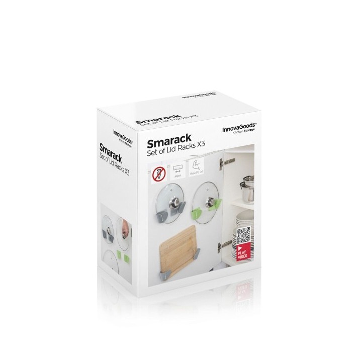 Set de 3 Supports Mural Adhésif pour Couvercle de Cuisine Smarack InnovaGoods
