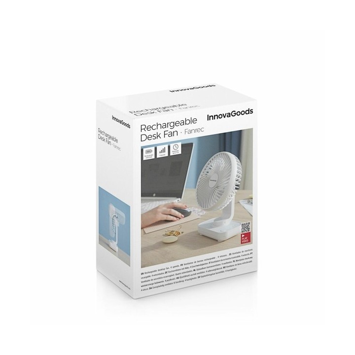 Ventilateur de Bureau Rechargeable Fanrec InnovaGoods Ø5,4'' 3600 mAh / 13,3 W