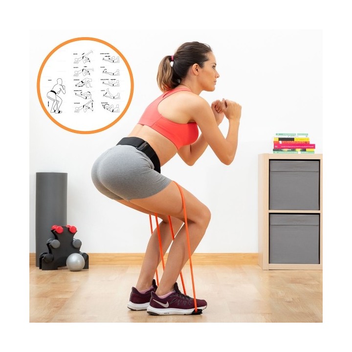 Ceinture avec bandes de résistance pour les fessiers et guide d'exercices Bootrainer InnovaGoods