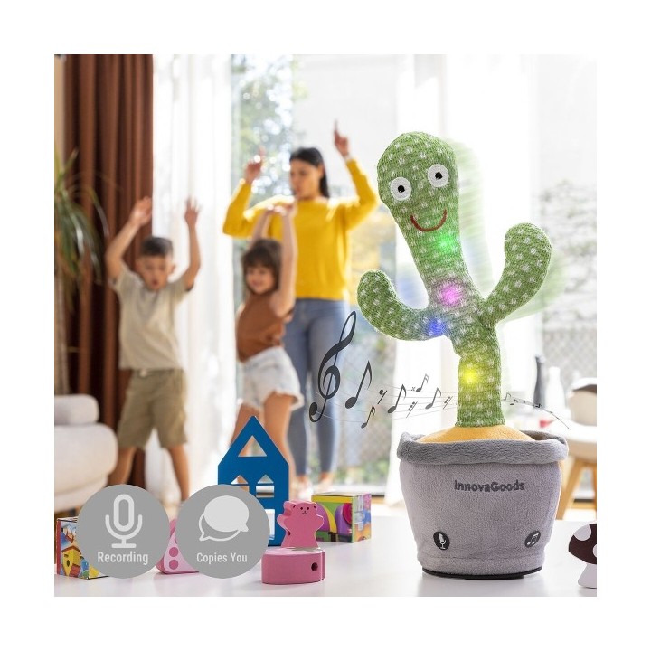 Cactus Dansant et Parlant Rechargeable avec Musique et LED Multicolore Cacxi InnovaGoods