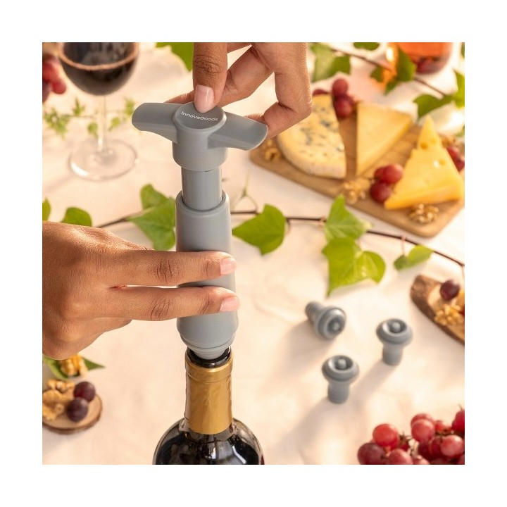Pompe à vide et bouchons à vin Winuum InnovaGoods (4 bouchons)