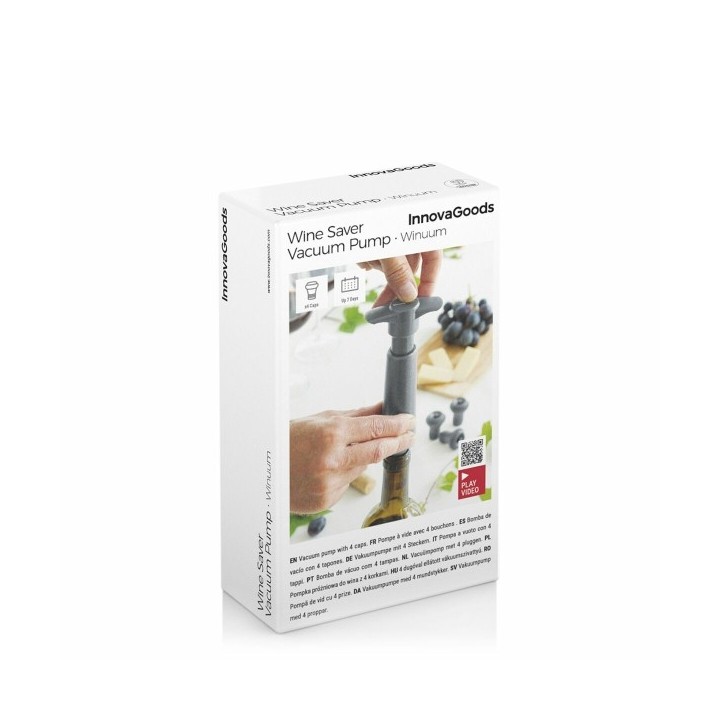 Pompe à vide et bouchons à vin Winuum InnovaGoods (4 bouchons)