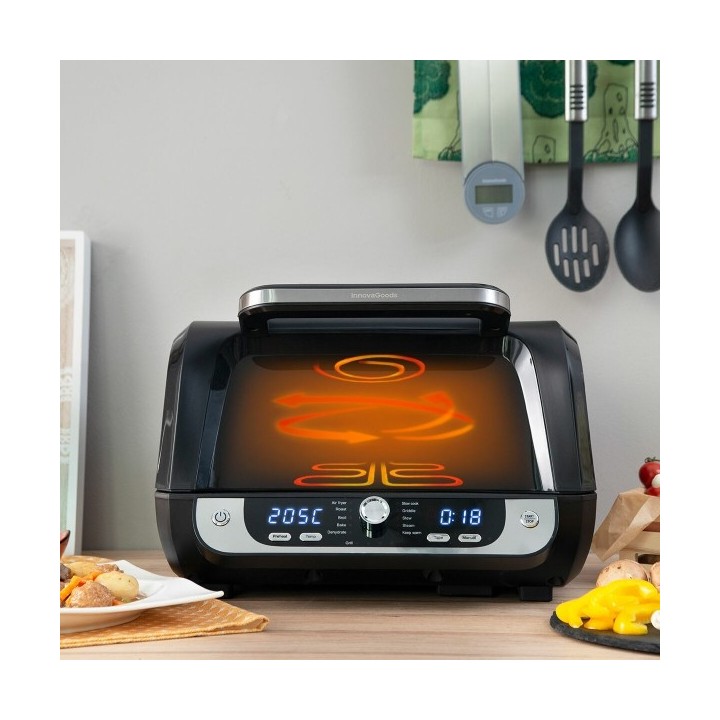 Friteuse à Air avec Gril, Accessoires et Livre de Recettes InnovaGoods Fryinn 12 in 1 6000 Noir Acier 3400 W 6 L