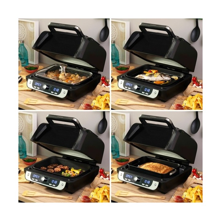 Friteuse à Air avec Gril, Accessoires et Livre de Recettes InnovaGoods Fryinn 12 in 1 6000 Noir Acier 3400 W 6 L